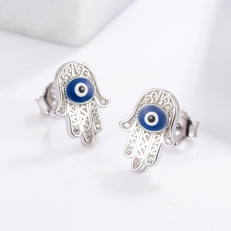 1 Piece Classical Funny Eye Octopus Plating Inlay Sterling Silver Zircon White Gold Plated Ear Studs