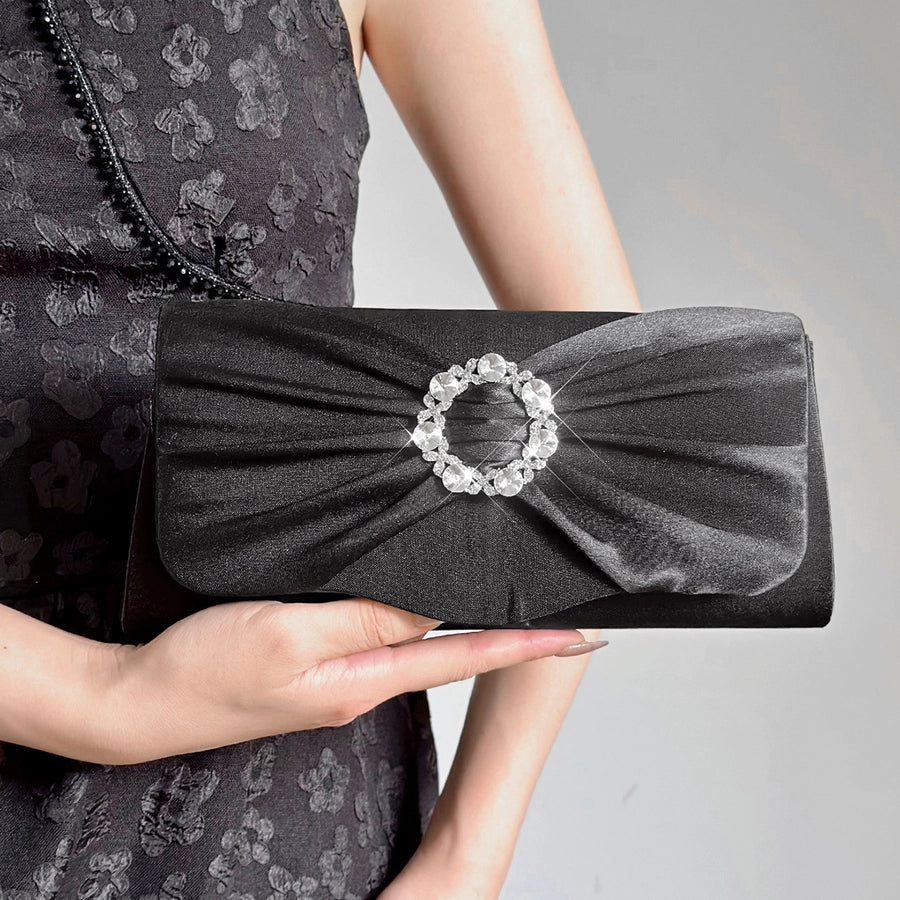 Black Silver Rose Red Nylon Solid Color Square Evening Bags