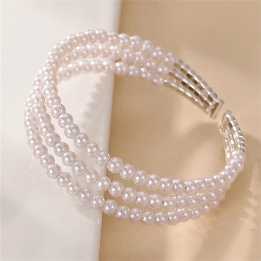 modern style simple style triangle water droplets bow knot artificial gemstones artificial pearl inlay rhinestones pearl women's bangle