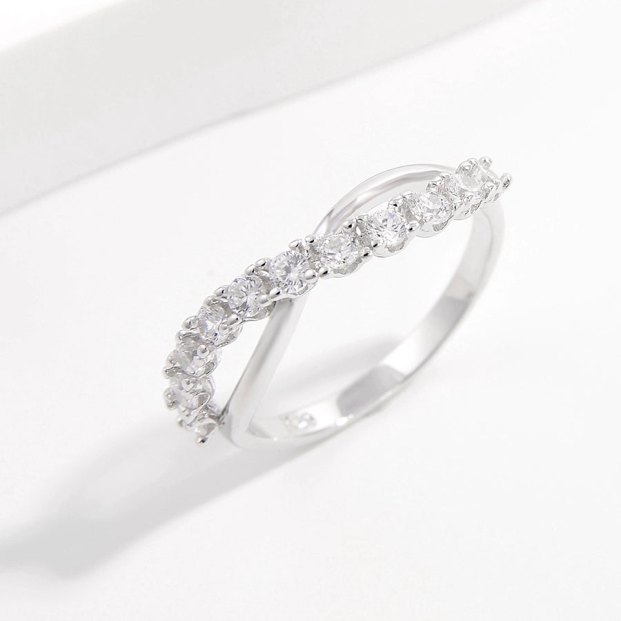 Sterling Silver White Gold Plated Simple Style Classic Style Plating Inlay Infinity Lightning Zircon Rings