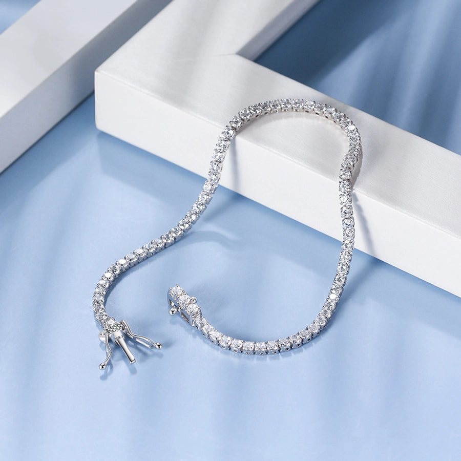 modern style solid color sterling silver inlay zircon tennis bracelet