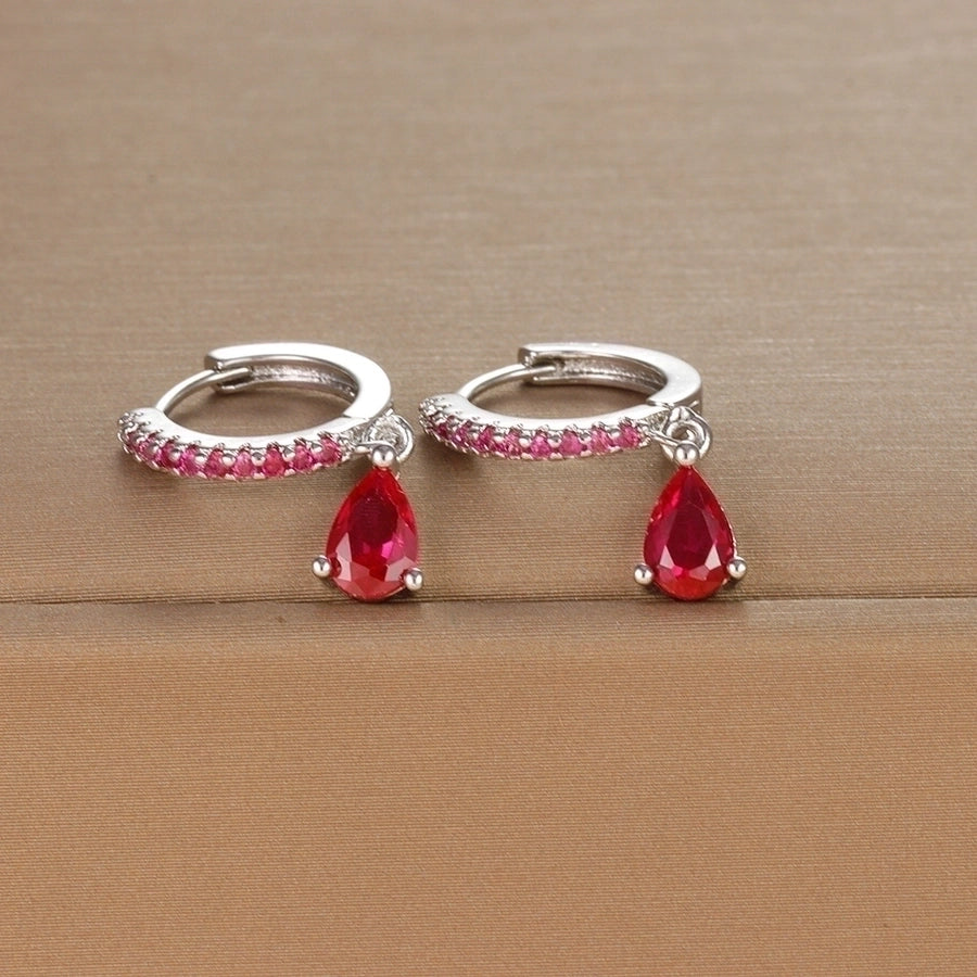 1 pair ig style shiny water droplets plating inlay stainless steel zircon drop earrings