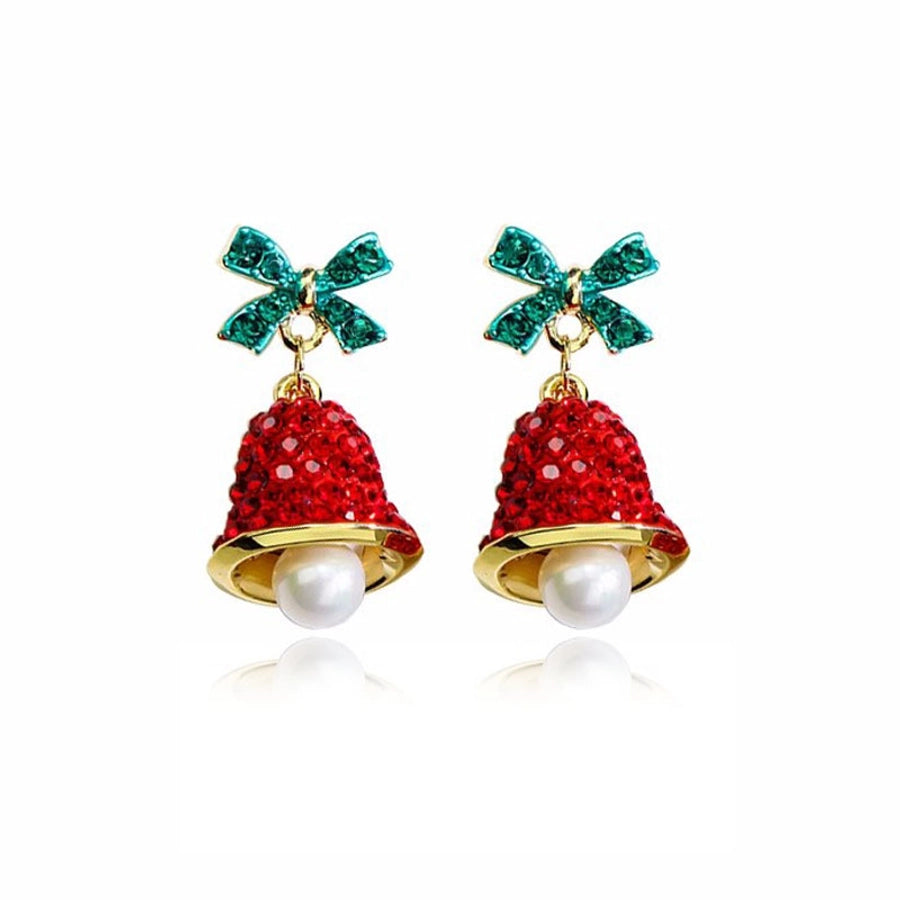 jewelry cute bow knot bell alloy rhinestones enamel plating inlay drop earrings