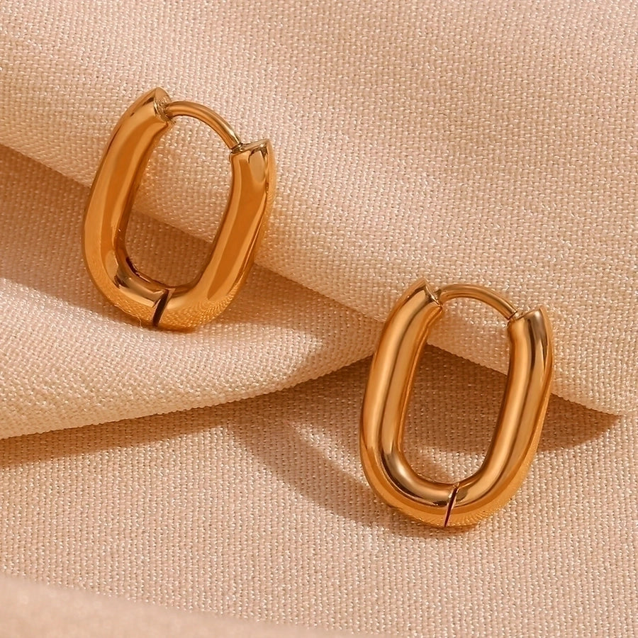 1 Pair Simple Style Solid Color Plating 304 Stainless Steel 18K Gold Plated Earrings