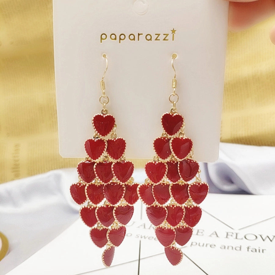 1 pair elegant star tassel heart shape inlay alloy artificial pearls rhinestones glass earrings