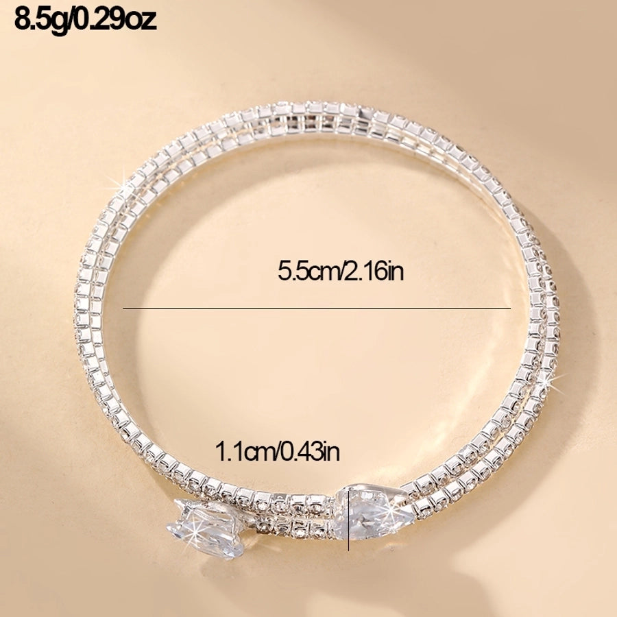 modern style simple style triangle water droplets bow knot artificial gemstones artificial pearl inlay rhinestones pearl women's bangle