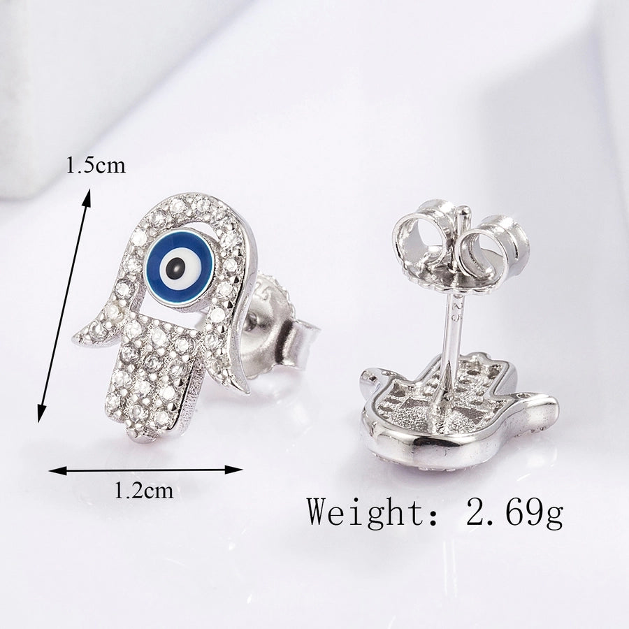 1 Piece Classical Funny Eye Octopus Plating Inlay Sterling Silver Zircon White Gold Plated Ear Studs