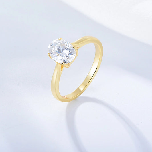 simple style commute oval sterling silver inlay zircon rings