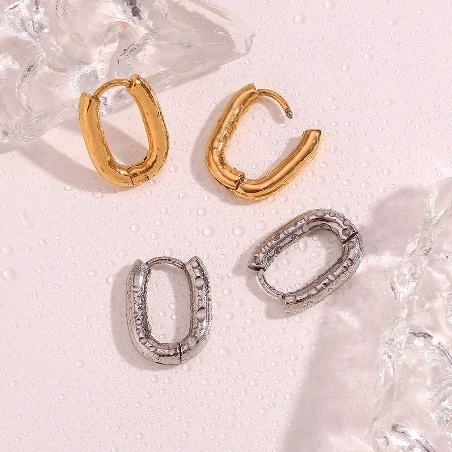 1 Pair Simple Style Solid Color Plating 304 Stainless Steel 18K Gold Plated Earrings