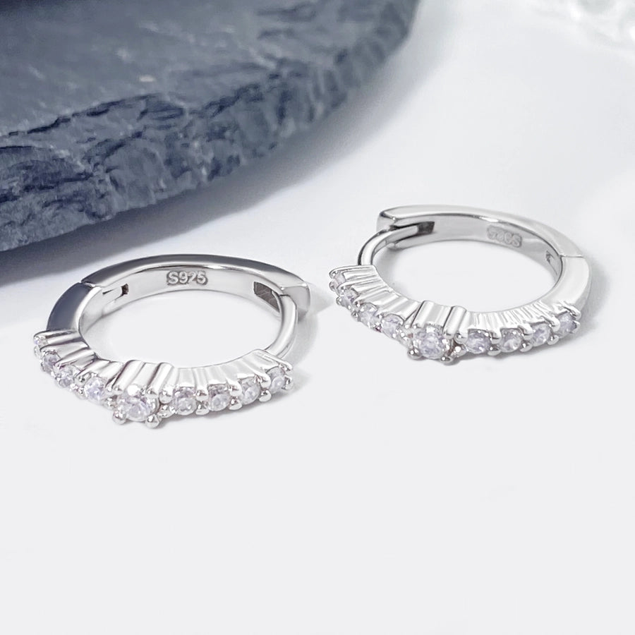 Foxi Classic Look round Zircon Inlaid 925 Sterling Silver Material Women's Gold Plated Ear Ring