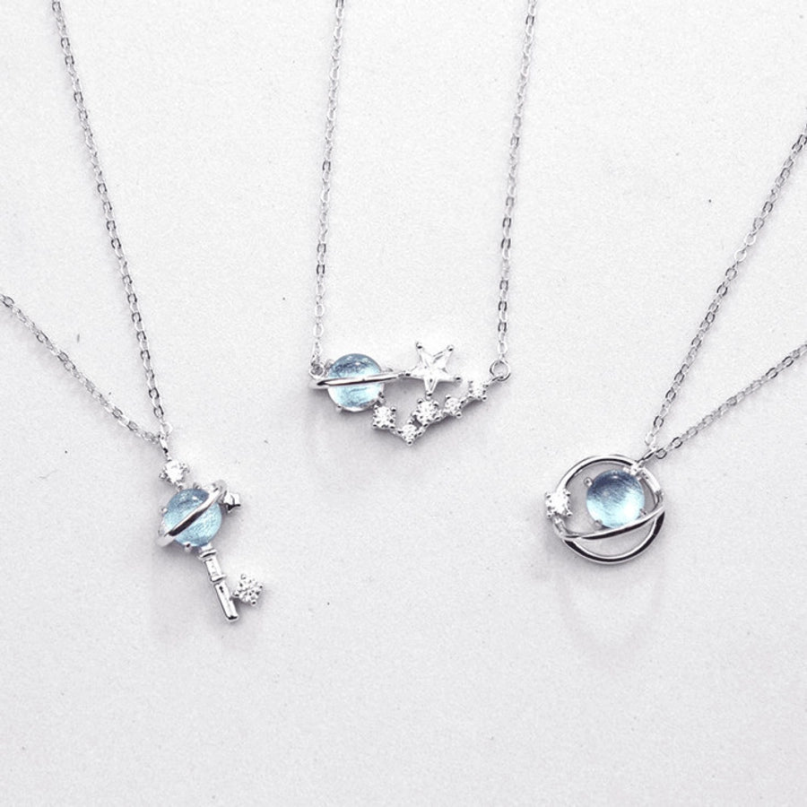 jewelry novelty planet alloy artificial gemstones pendant necklace