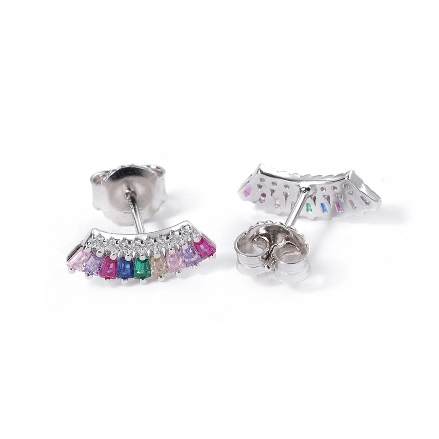 1 Piece Luxurious Romantic Sector Oval Plating Inlay Sterling Silver Zircon White Gold Plated Ear Studs