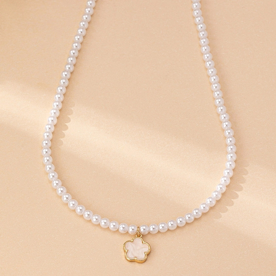 Elegant Simple Style Classic Style Flower Plastic Zinc alloy  Pendant Necklace