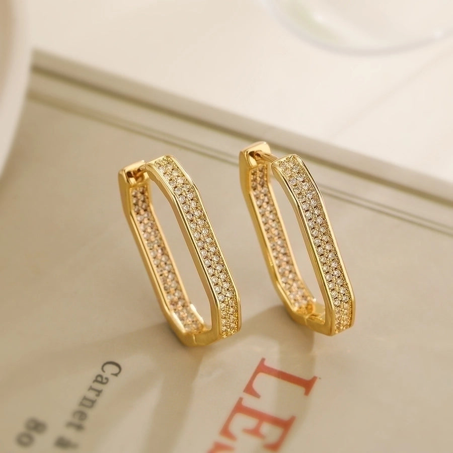 1 Pair Simple Style Commute Geometric Plating Inlay Copper Zircon Earrings
