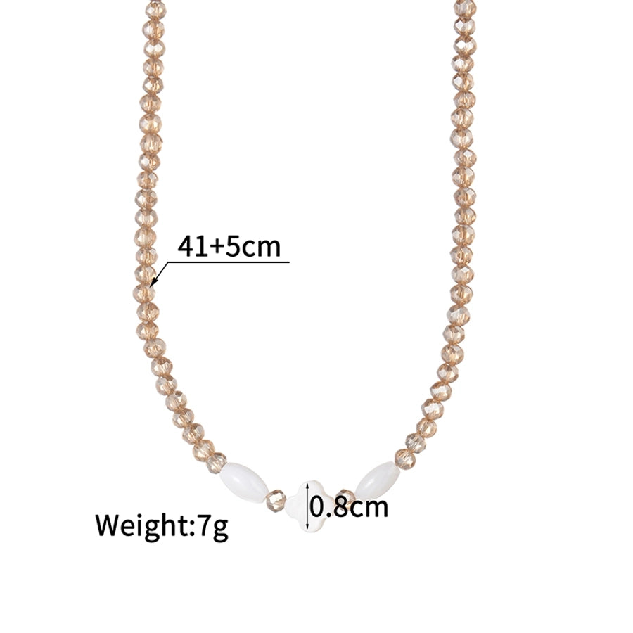 Cute Four Leaf Clover 18K Gold Plated Artificial Crystal 304 Stainless Steel  Necklace