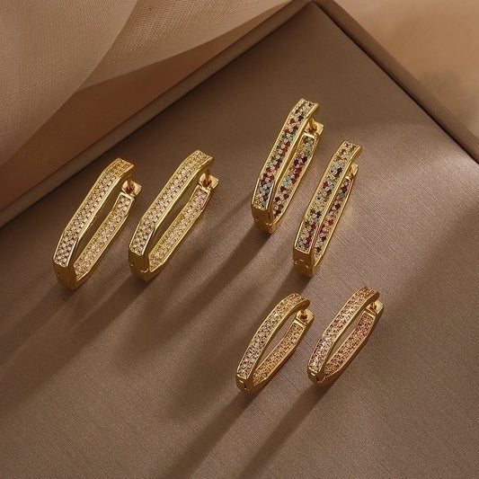 1 Pair Simple Style Commute Geometric Plating Inlay Copper Zircon Earrings