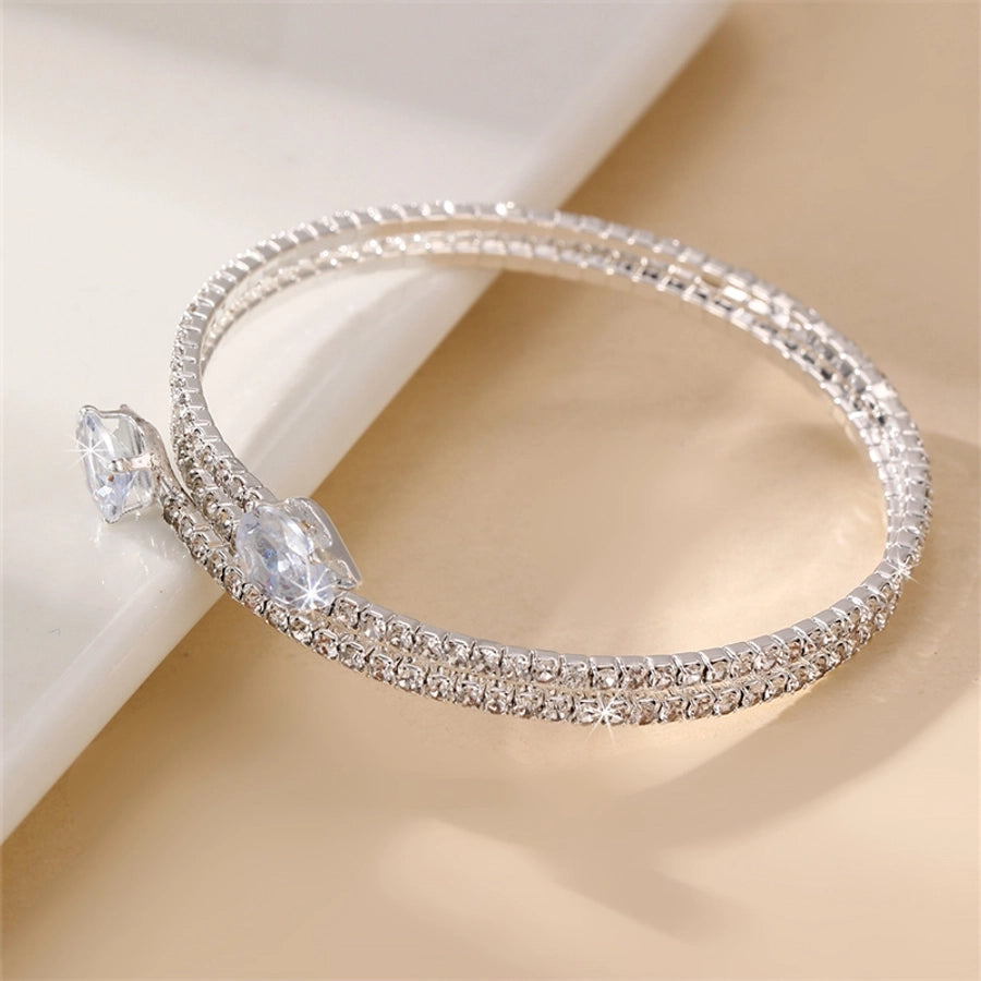 modern style simple style triangle water droplets bow knot artificial gemstones artificial pearl inlay rhinestones pearl women's bangle