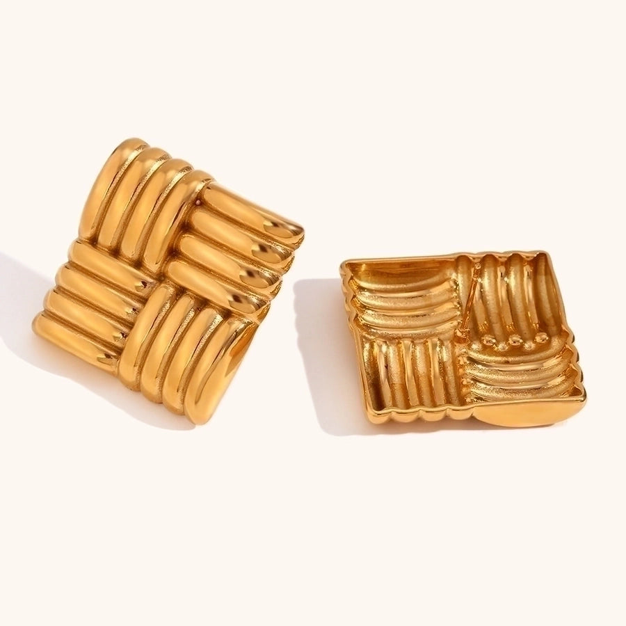 1 Pair Classic Style Solid Color Plating 304 Stainless Steel Ear Studs