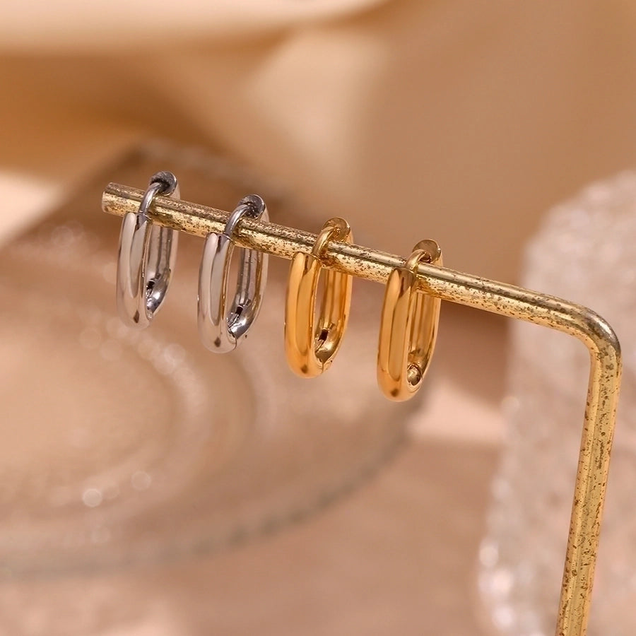 1 Pair Simple Style Solid Color Plating 304 Stainless Steel 18K Gold Plated Earrings