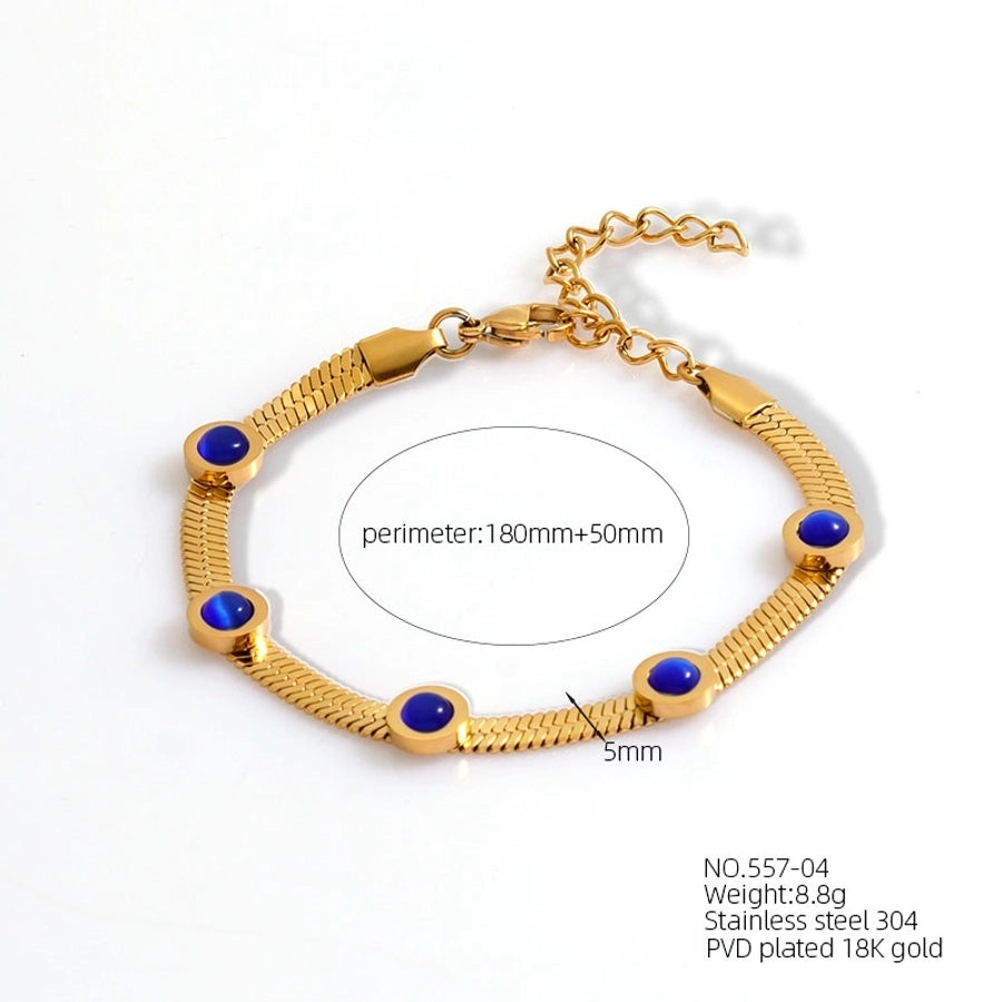 Simple Style Classic Style Color Block 304 Stainless Steel natural stone 18K Gold Plated Crystal Bracelets In Bulk