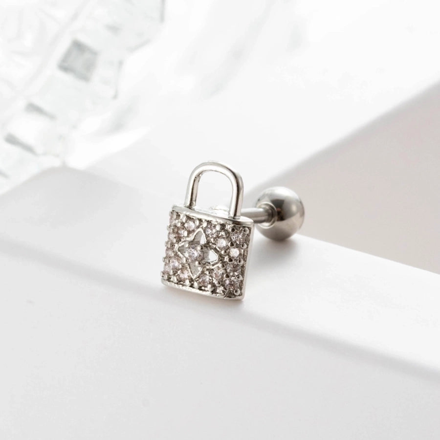1 Piece Ear Cartilage Rings & Studs Geometric 316L Stainless Steel  Copper Inlaid Zircon