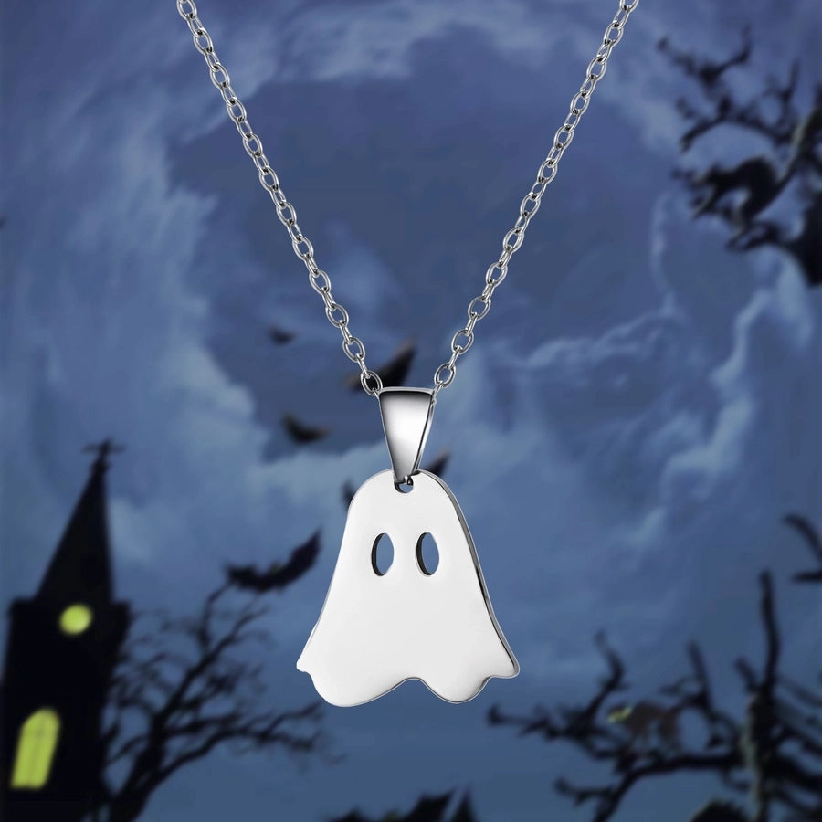 New Halloween Element Titanium Steel Necklace Pumpkin Head Ghost Ornament Fashion  Witch Design Sense Ornament Necklace