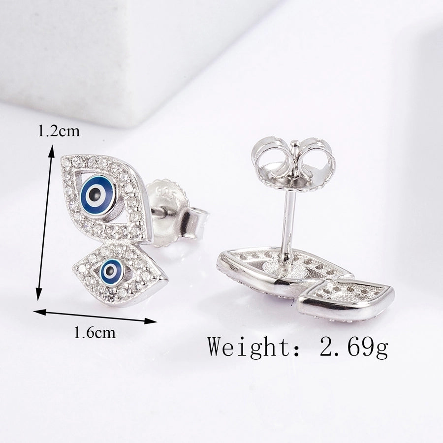 1 Piece Classical Funny Eye Octopus Plating Inlay Sterling Silver Zircon White Gold Plated Ear Studs