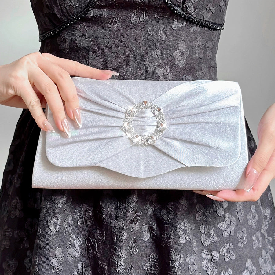 Black Silver Rose Red Nylon Solid Color Square Evening Bags