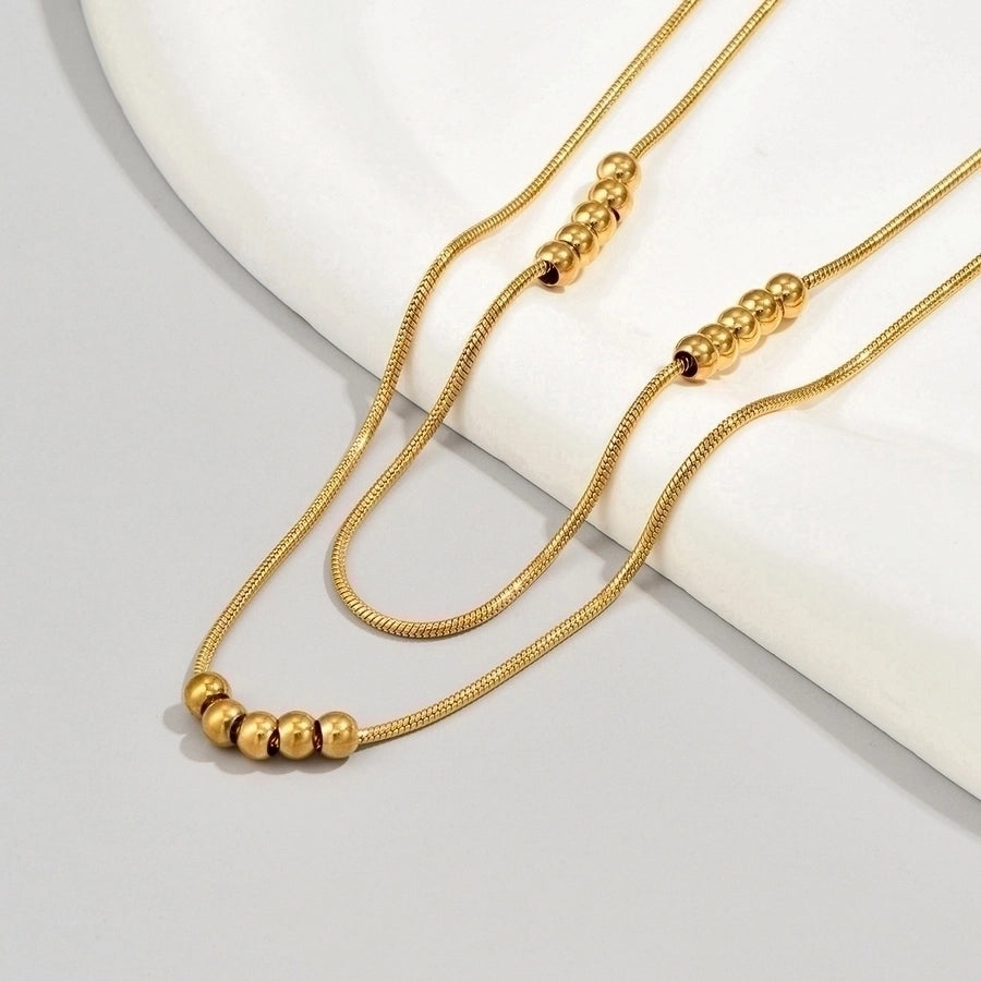 Jewelry IG Style Simple Style Solid Color 304 Stainless Steel Titanium Steel 18K Gold Plated Plating Layered Necklaces