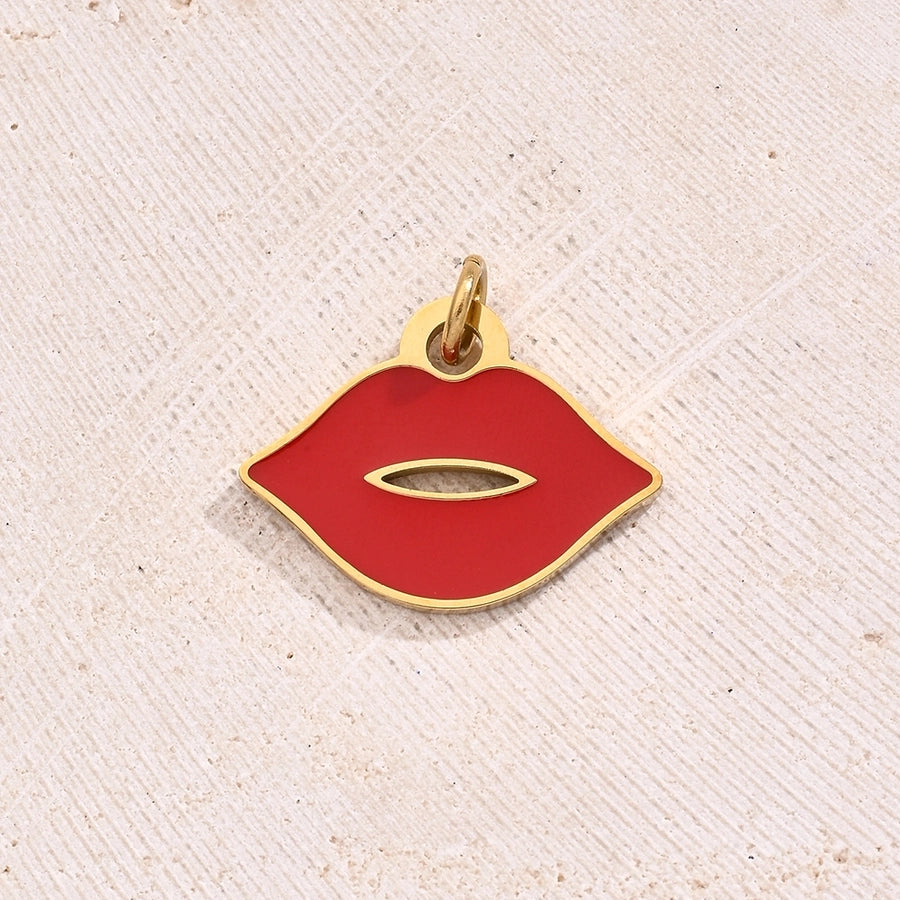 1 Piece 13.5x18mm 16x10mm 17x15mm Hole 1~1.9mm Hole 3~3.9mm 304 Stainless Steel Glass 18K Gold Plated Lips Round Polished Jewelry Accessories Pendant