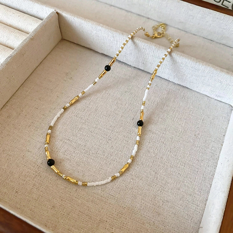 natural stone Freshwater Pearl Simple Style Beaded Geometric Necklace