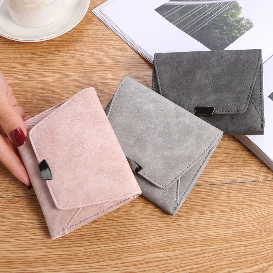 Short Small Wallet TikTok hot Women's Vintage Frosted Leather Niche Design Coin Purse Card Holder One Small Wallet