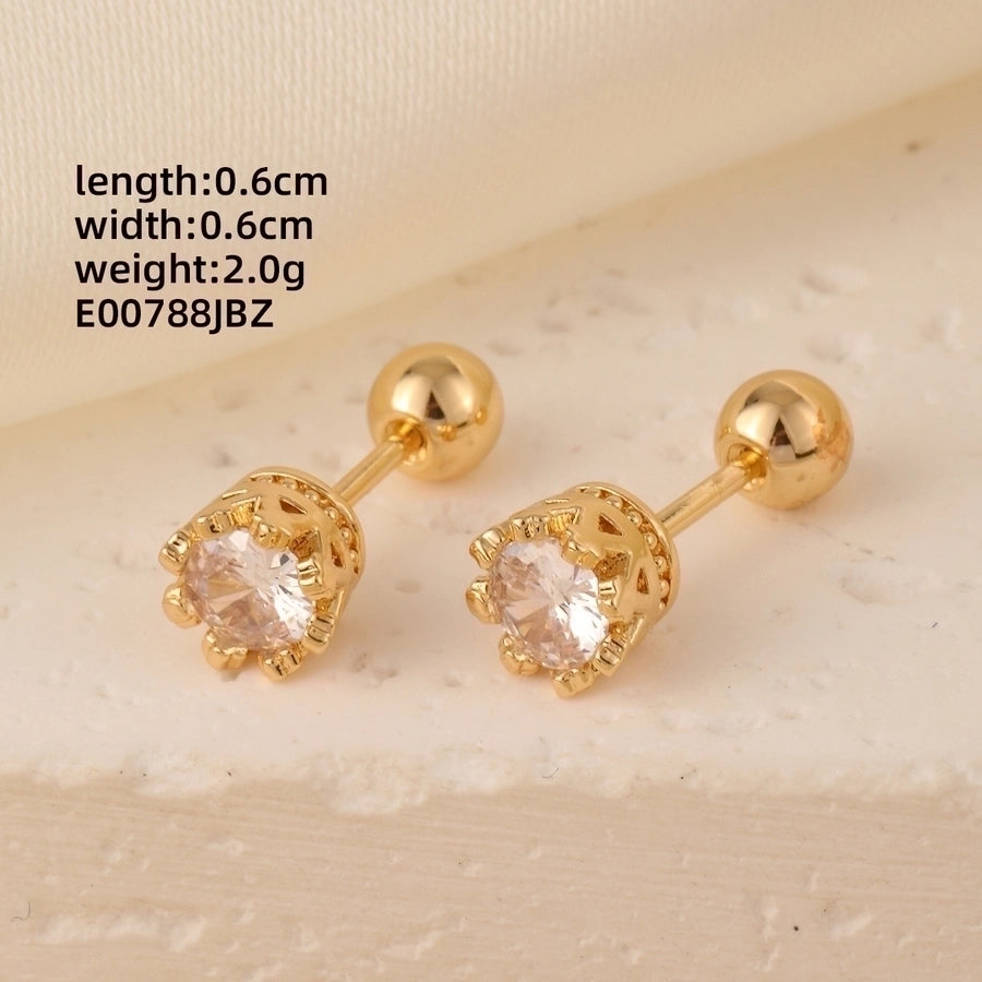 1 Pair Elegant Simple Style Geometric Heart Shape Butterfly Inlay 304 Stainless Steel Copper Zircon Gold Plated Ear Studs