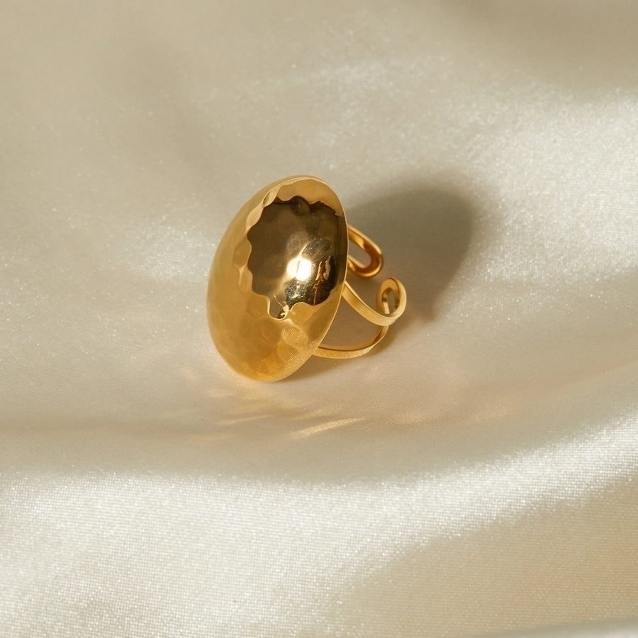 Jewelry IG Style Hammered 304 Stainless Steel 18K Gold Plated Open Rings