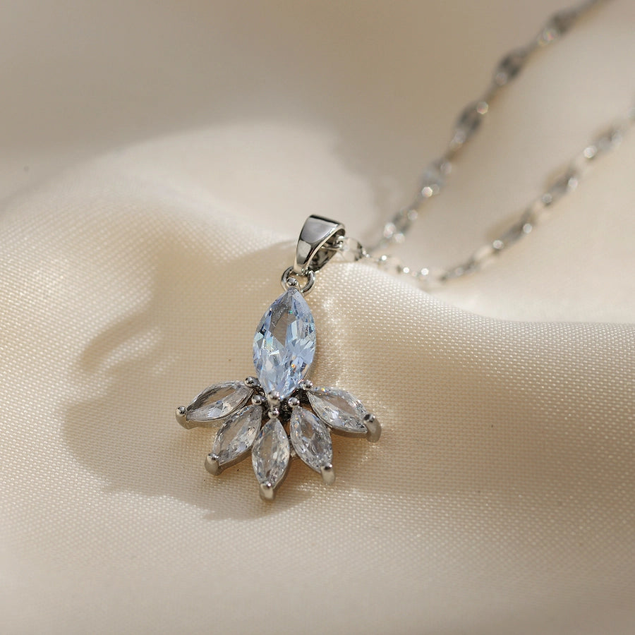Copper Gold Plated Plating Inlay Solid Color Zircon Pendant Necklace