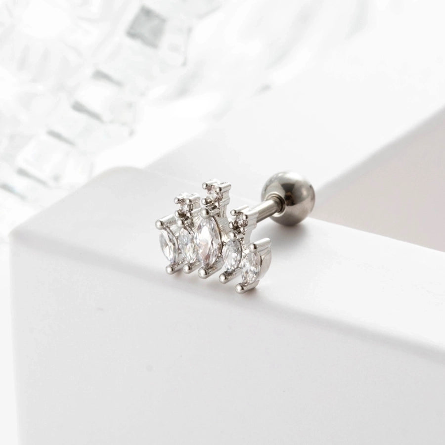 1 Piece Ear Cartilage Rings & Studs Geometric 316L Stainless Steel  Copper Inlaid Zircon