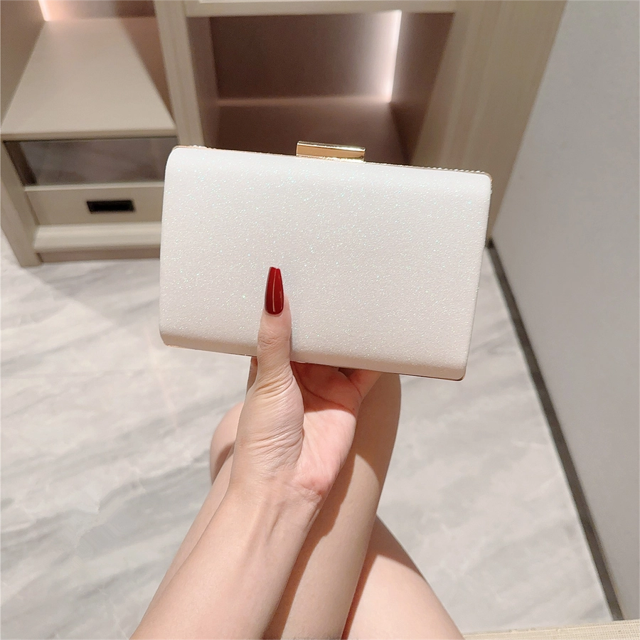 White Artificial Pearl Solid Color Square Evening Bags