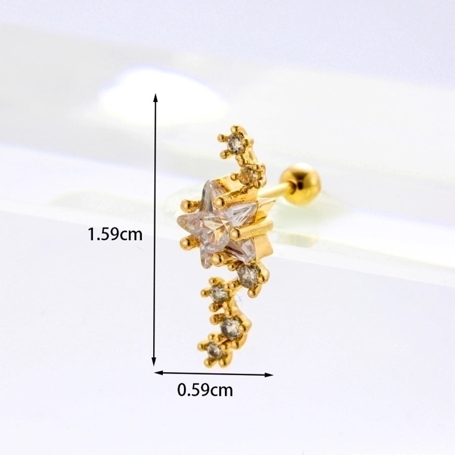 Ear Cartilage Rings & Studs Fashion Geometric 316L Stainless Steel  Copper Inlaid Zircon