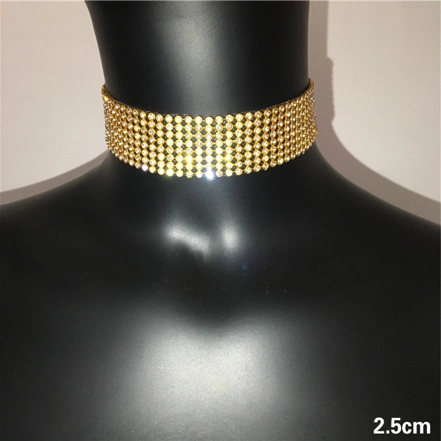ins style streetwear geometric alloy inlay rhinestones women's choker
