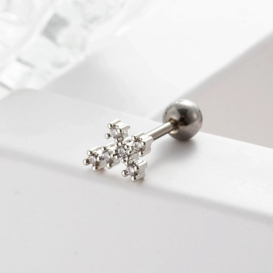 1 Piece Ear Cartilage Rings & Studs Geometric 316L Stainless Steel  Copper Inlaid Zircon