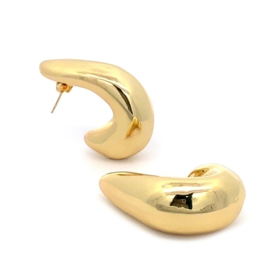 1 Pair Simple Style C Shape 304 Stainless Steel 18K Gold Plated Ear Studs