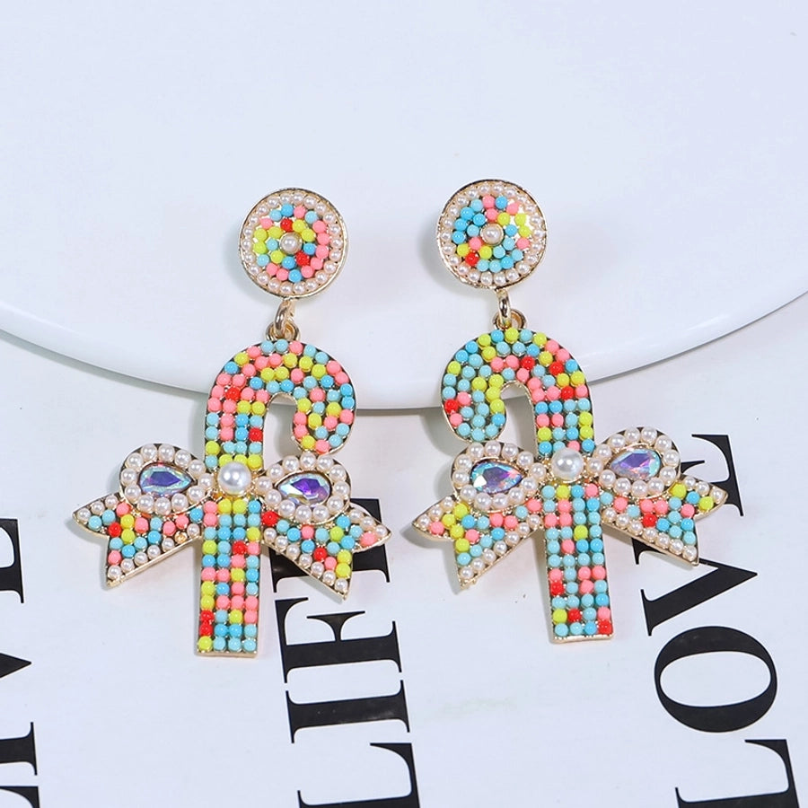 1 piece vintage style christmas tree enamel plating inlay alloy plastic glass glass pearl gold plated silver plated drop earrings