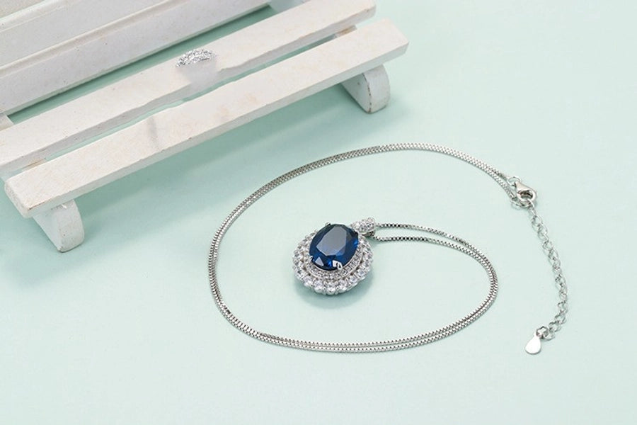 weet oval 925 silver inlay gem women's rings earrings necklace
