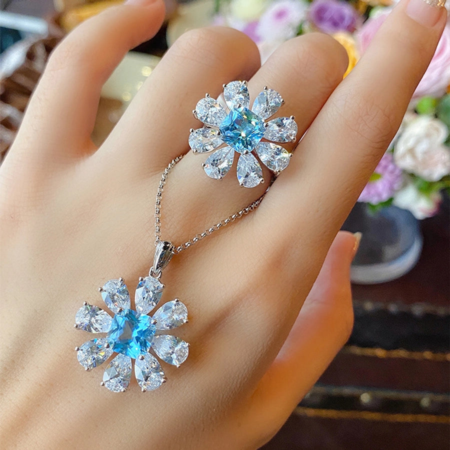 Copper Flower Gem Crystal Jewelry Sets