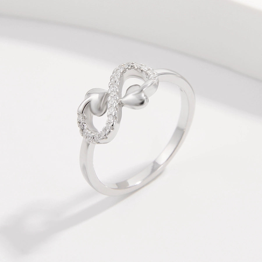 Sterling Silver White Gold Plated Simple Style Classic Style Plating Inlay Infinity Lightning Zircon Rings