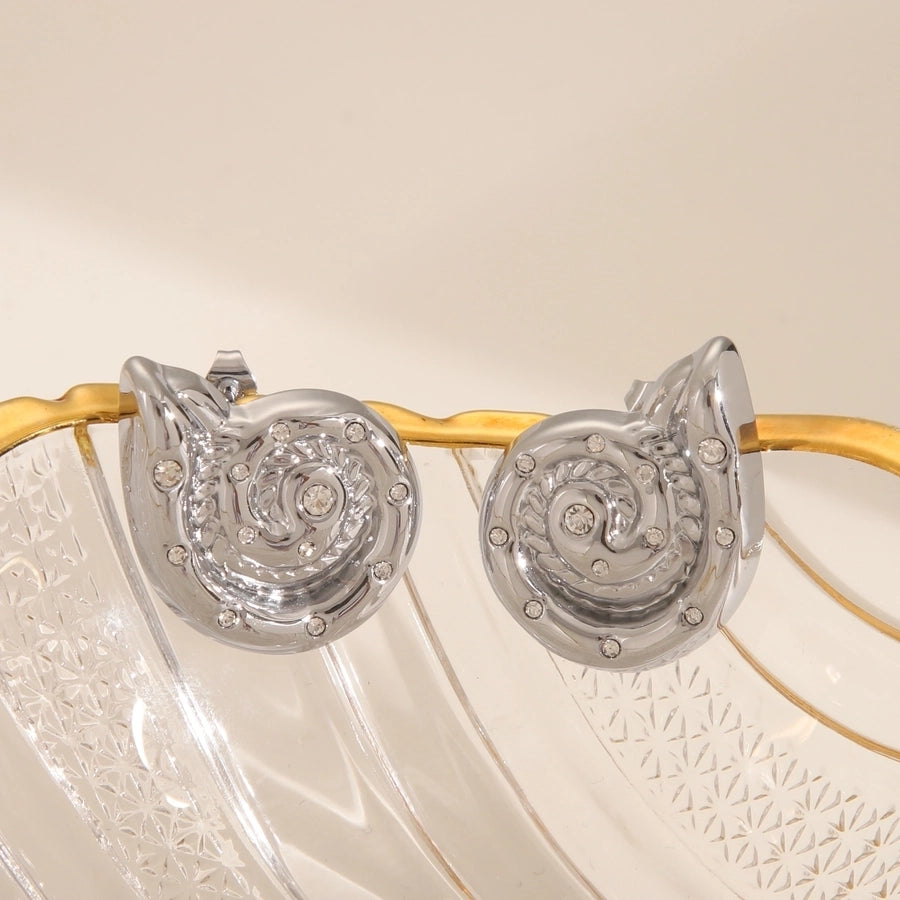 1 Pair Simple Style Classic Style Commute Conch Solid Color 304 Stainless Steel 18K Gold Plated Ear Studs