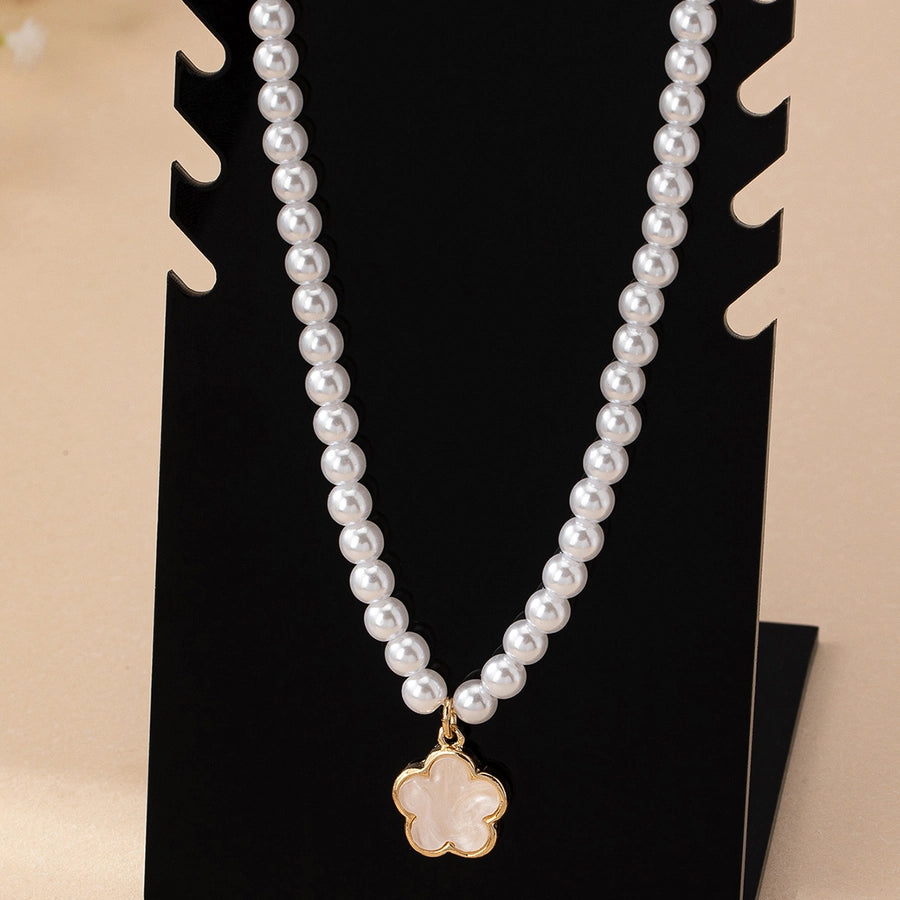 Elegant Simple Style Classic Style Flower Plastic Zinc alloy  Pendant Necklace