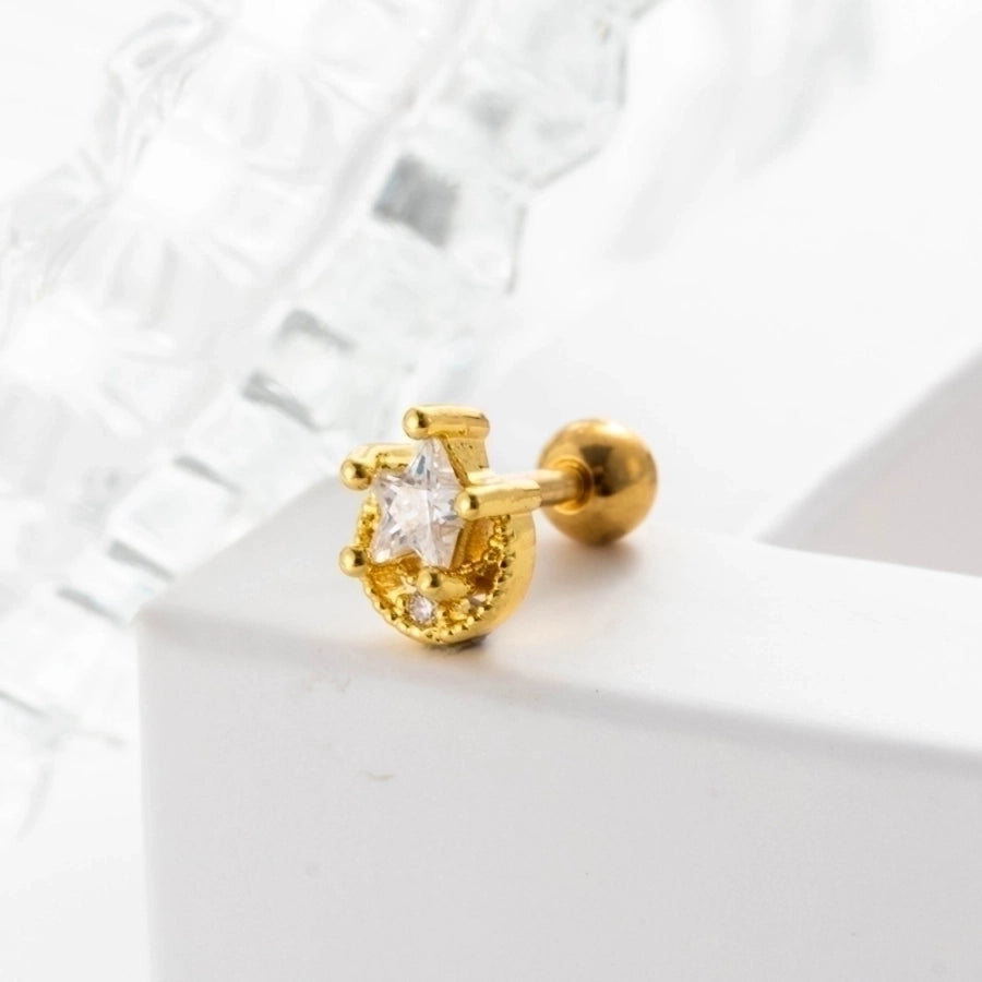 1 Piece Ear Cartilage Rings & Studs Geometric 316L Stainless Steel  Copper Inlaid Zircon