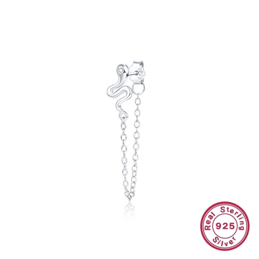 1 piece simple style classic style flower snake lightning plating inlay sterling silver zircon 18k gold plated white gold plated drop earrings