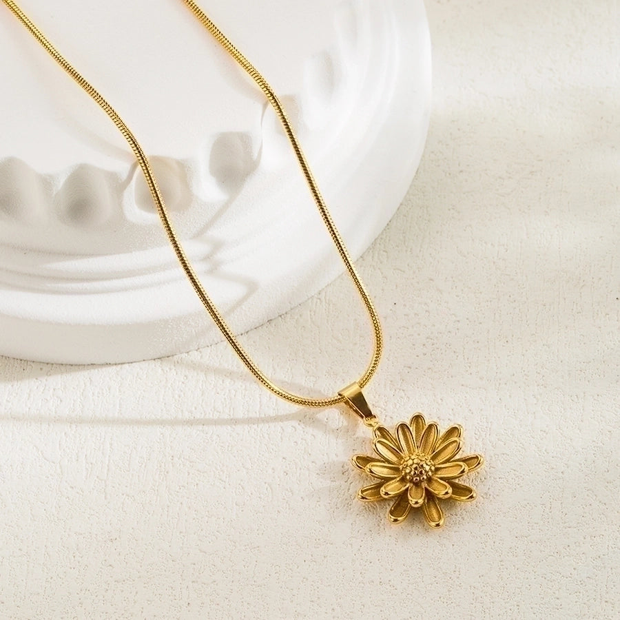 simple style classic style sun butterfly stainless steel plating 18k gold plated pendant necklace